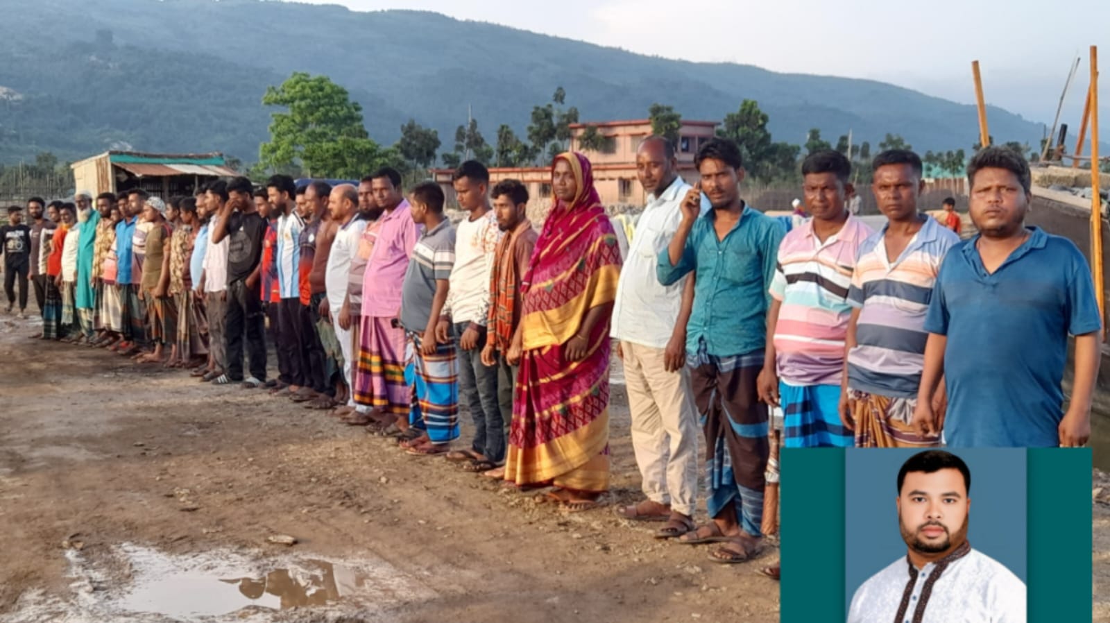 তাহিরপুরে বড়ছড়ায় ব্যবসায়ীদের হয়রানি ও অপপ্রচারের প্রতিবাদে মানববন্ধন